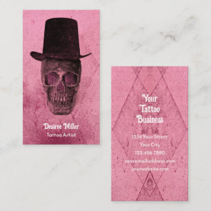 Totenkopf mit Oberhut Gothic Pink Mädchenhaft Vint Visitenkarte