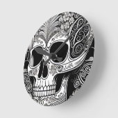 Totenkopf mit Ornamenten Runde Wanduhr (Winkel)