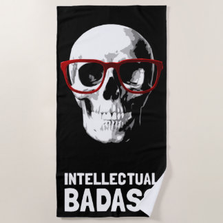 Totenkopf mit roter Brille – Intellektueller Badas Strandtuch