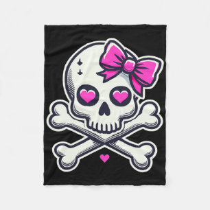 Totenkopf mit Schleife Rosa Mädchen Schädel Hallow Fleecedecke