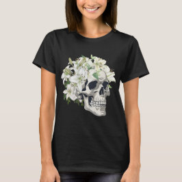 Totenkopf mit weißen Lilien  FRAUEN T-SHIRT