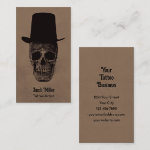 Totenkopf mit Zylinder dunkle Gothic-Vintage-Grung Visitenkarte