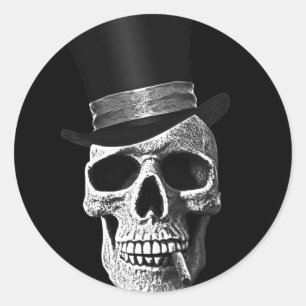 Totenkopf mit Zylinder Runder Aufkleber