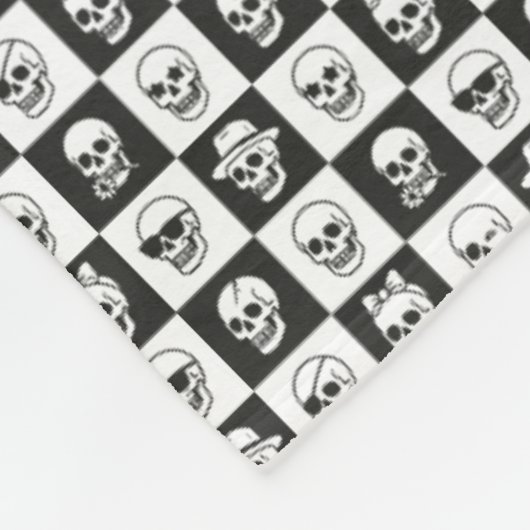Totenkopf-Mosaik Fleecedecke (Ecke)