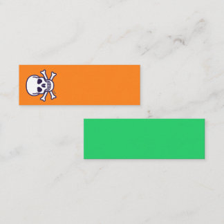 Totenkopf n Bones orange grüne Mini-Geschäftskarte Mini Visitenkarte