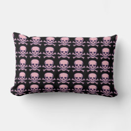 Totenkopf n Bones rosa schwarze Lendenkissen