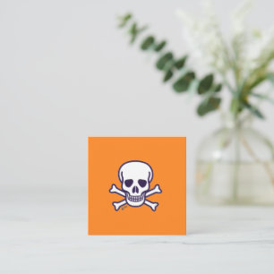 Totenkopf n Knochen orange quadratische Visitenkar Visitenkarte