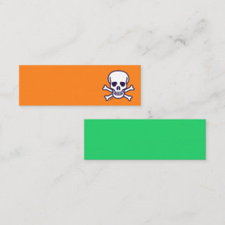 Totenkopf n Knochen orange und grüne Mini-Geschäft Mini Visitenkarte