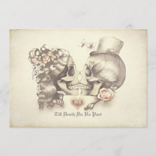 Totenkopf-Paar Tag-der-Toten-Hochzeitseinladungen Einladung