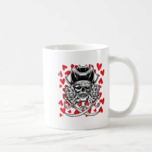 Totenkopf-Pirat-Herzen Valentinstag Cute Jolly Rog Kaffeetasse