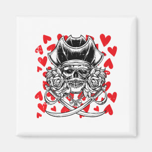 Totenkopf-Pirat-Herzen Valentinstag Süßer Jolly Ro Magnet