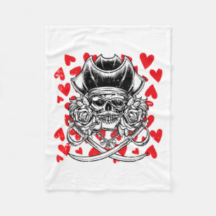 Totenkopf-Piraten-Herzen Valentinstag Cute Jolly R Fleecedecke