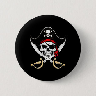 Totenkopf-Piraten-Jolly-Roger-Flagge Halloween Button