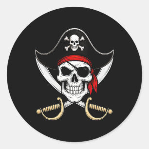 Totenkopf-Piraten-Jolly-Roger-Flagge Halloween Runder Aufkleber