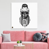 Totenkopf QR G-Skulls Strichcode mit Bart 4 Leinwanddruck (Insitu (Wohnzimmer))
