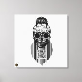 Totenkopf QR G-Skulls Strichcode mit Bart 4 Leinwanddruck (Vorderseite)