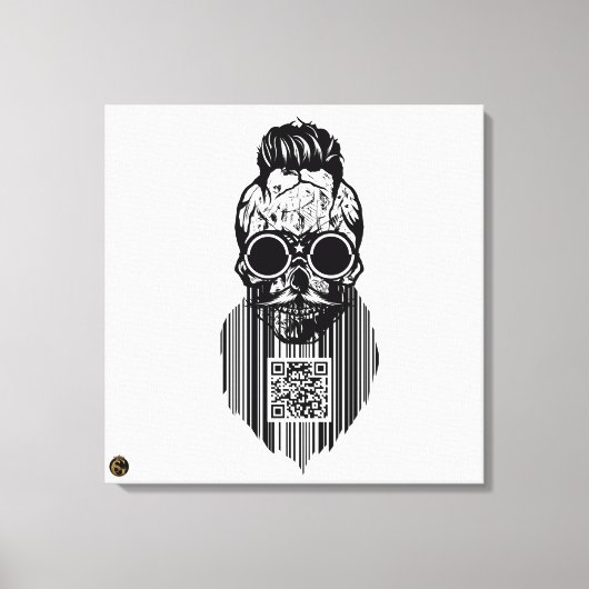 Totenkopf QR G-Skulls Strichcode mit Bart 4 Leinwanddruck (Vorderseite)