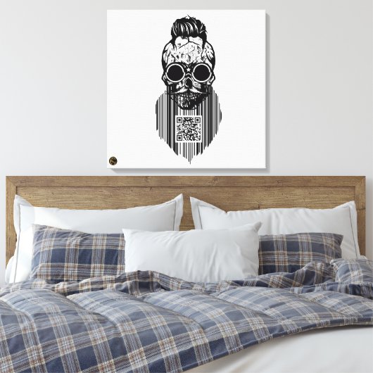 Totenkopf QR G-Skulls Strichcode mit Bart 4 Leinwanddruck (Insitu (Schlafzimmer))