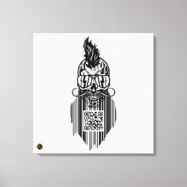 Totenkopf QR G-Skulls Strichcode mit Bart 5 Leinwanddruck