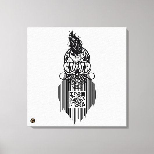 Totenkopf QR G-Skulls Strichcode mit Bart 5 Leinwanddruck (Vorderseite)
