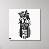 Totenkopf QR G-Skulls Strichcode mit Bart 6 Leinwanddruck (Vorderseite)