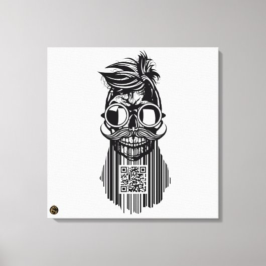 Totenkopf QR G-Skulls Strichcode mit Bart 6 Leinwanddruck (Vorderseite)