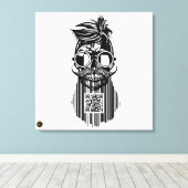 Totenkopf QR G-Skulls Strichcode mit Bart 6 Leinwanddruck (Insitu (Holzboden))