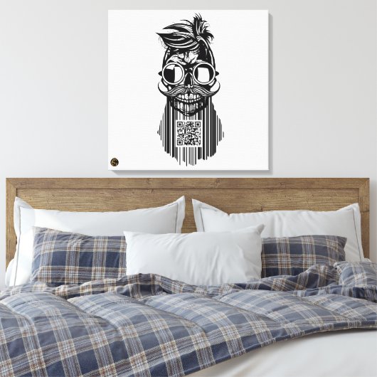 Totenkopf QR G-Skulls Strichcode mit Bart 6 Leinwanddruck (Insitu (Schlafzimmer))