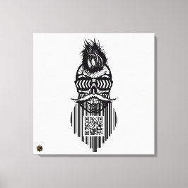 Totenkopf QR G-Skulls Strichcode mit Bart 7 Leinwanddruck