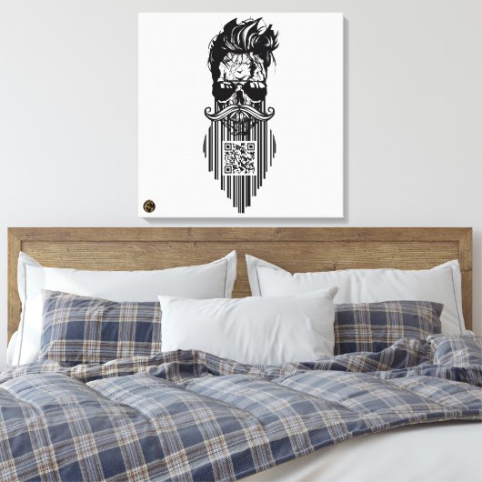 Totenkopf QR G-Skulls Strichcode mit Bart 8 Leinwanddruck (Insitu (Schlafzimmer))
