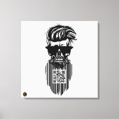 Totenkopf QR G-Skulls Strichcode mit Bart 9 Leinwanddruck (Vorderseite)