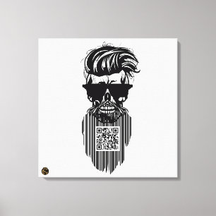 Totenkopf QR G-Skulls Strichcode mit Bart 9 Leinwanddruck