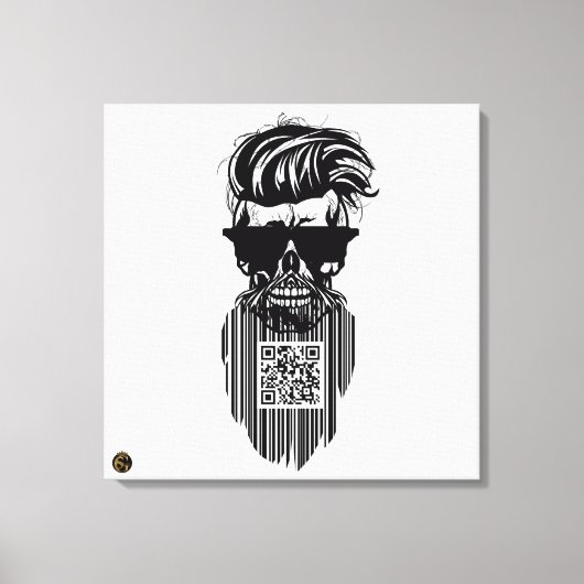 Totenkopf QR G-Skulls Strichcode mit Bart 9 Leinwanddruck (Vorderseite)