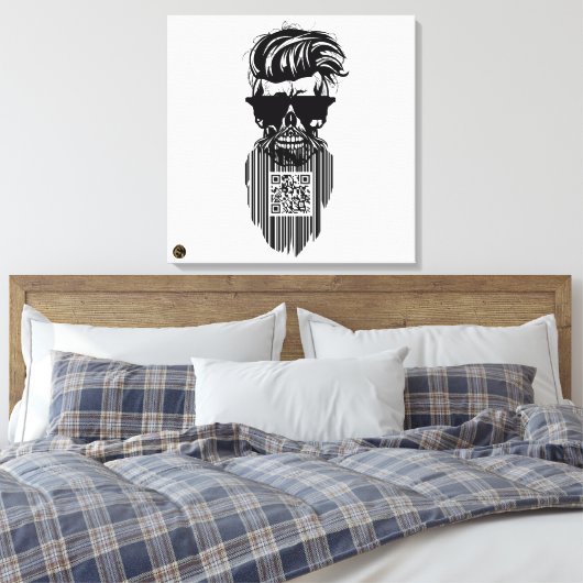 Totenkopf QR G-Skulls Strichcode mit Bart 9 Leinwanddruck (Insitu (Schlafzimmer))