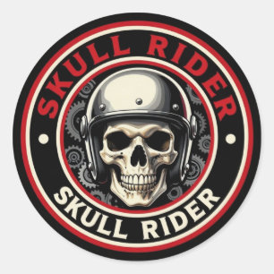 💀 Totenkopf-Reiter-Motorradfahrer Runder Aufkleber