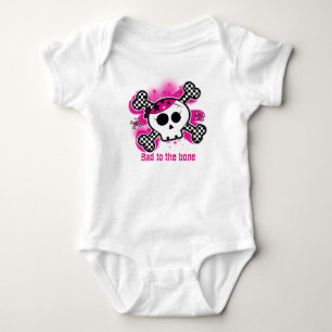 Totenkopf Rosa Baby Personalisiert Maßgeschneidert Strampler