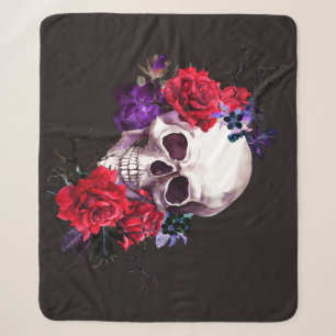 Totenkopf & Rosen: Dunkle Floral-Aquarellkunst. Sherpadecke