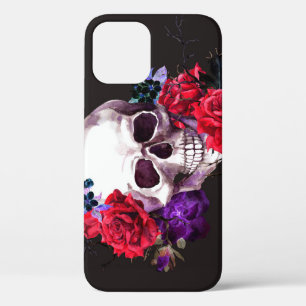 Totenkopf & Rosen: Dunkle Floral-Aquarellmalerei. Case-Mate iPhone Hülle