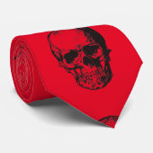 Totenkopf Rot Pop Art Krawatte (Gerollt)