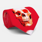 Totenkopf Rot Pop-Art Krawatte (Gerollt)