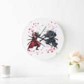 Totenkopf Samurai Duell Große Wanduhr (Zuhause)