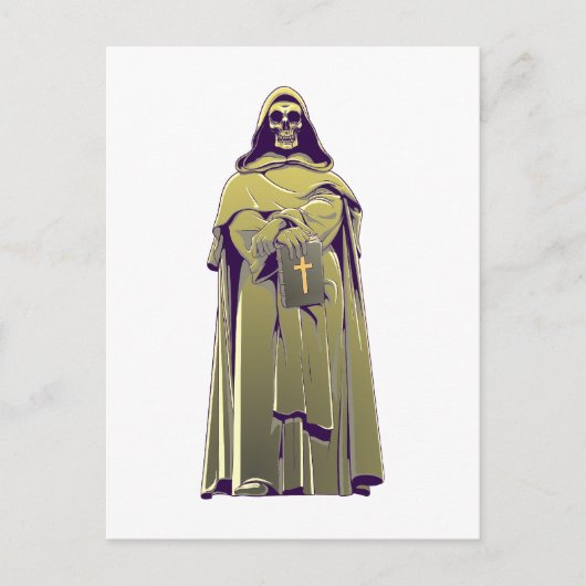 Totenkopf Schädel Mönch Schädelmönch Postkarte (Vorderseite)