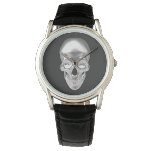 Totenkopf, Schädel silber 3D-Optik - Armbanduhr