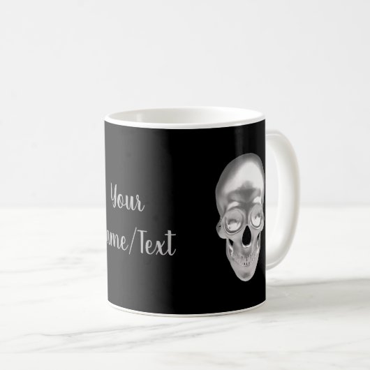 Totenkopf, Schädel silber 3D-Optik - Kaffeetasse (VorderseiteRechts)