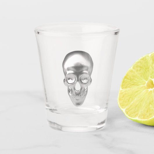 Totenkopf, Schädel silber 3D-Optik - Schnapsglas (Vorderseite)