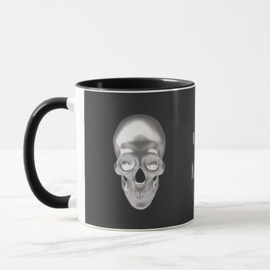 Totenkopf, Schädel silber 3D-Optik - Tasse (Links)