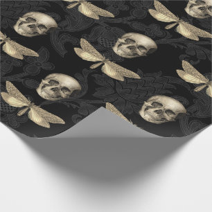 Totenkopf & Schmetterling Schwarze Spitze Gothic G Geschenkpapier