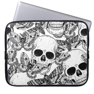 Totenkopf, Schmetterlinge: handgezeichnetes Vintag Laptopschutzhülle