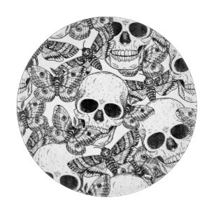 Totenkopf, Schmetterlinge: handgezeichnetes Vintag Schneidebrett