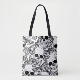 Totenkopf, Schmetterlinge: handgezeichnetes Vintag Tasche
